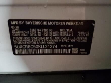 BMW X5 2019 WHITE vin: 5UXCR6C50KLL21274